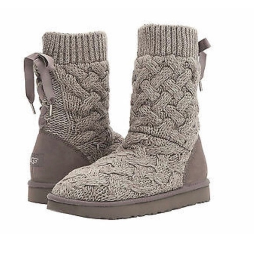 UGG Isla Gray Cable Knit Boots